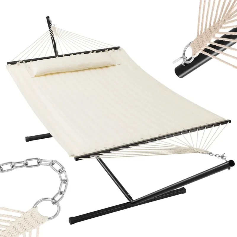 Amaca da Giardino Brasiliana Beige con Cuscino e Supporto Acciaio Portata 200 kg Più Venduto