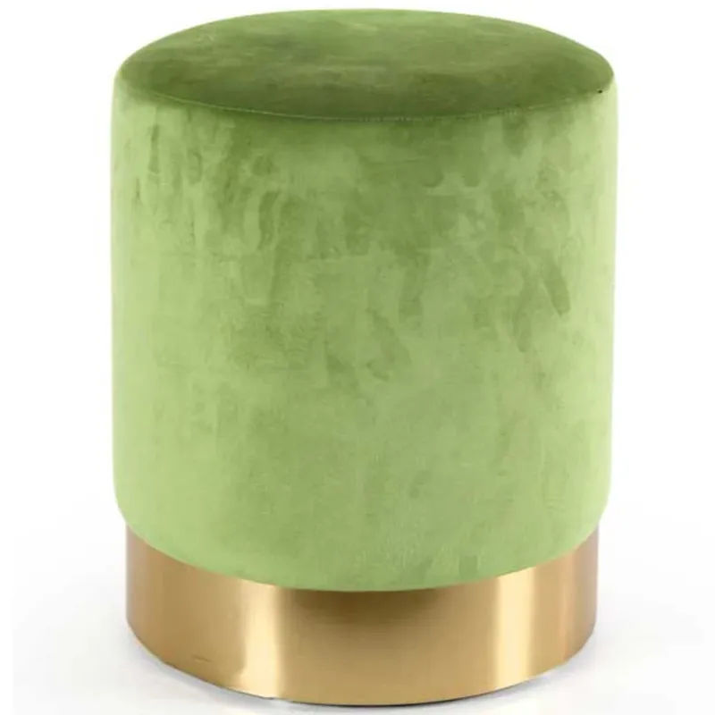 Occasione Pouf Poggiapiedi in Velluto Verde Lime Struttura MDF 31x31x38cm Base in Metallo