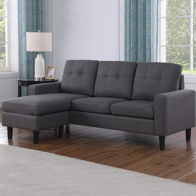 Divano con Penisola Reversibile Mobile e Cuscini Imbottiti Sofa 4 Posti Grigio Spedizione Espresso