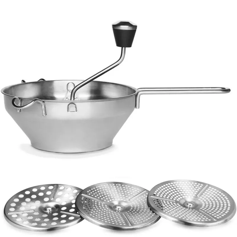 Ultima Occasione Passaverdure In Acciaio Inox Diametro 19cm Con 3 Dischi Extra Per Alimenti