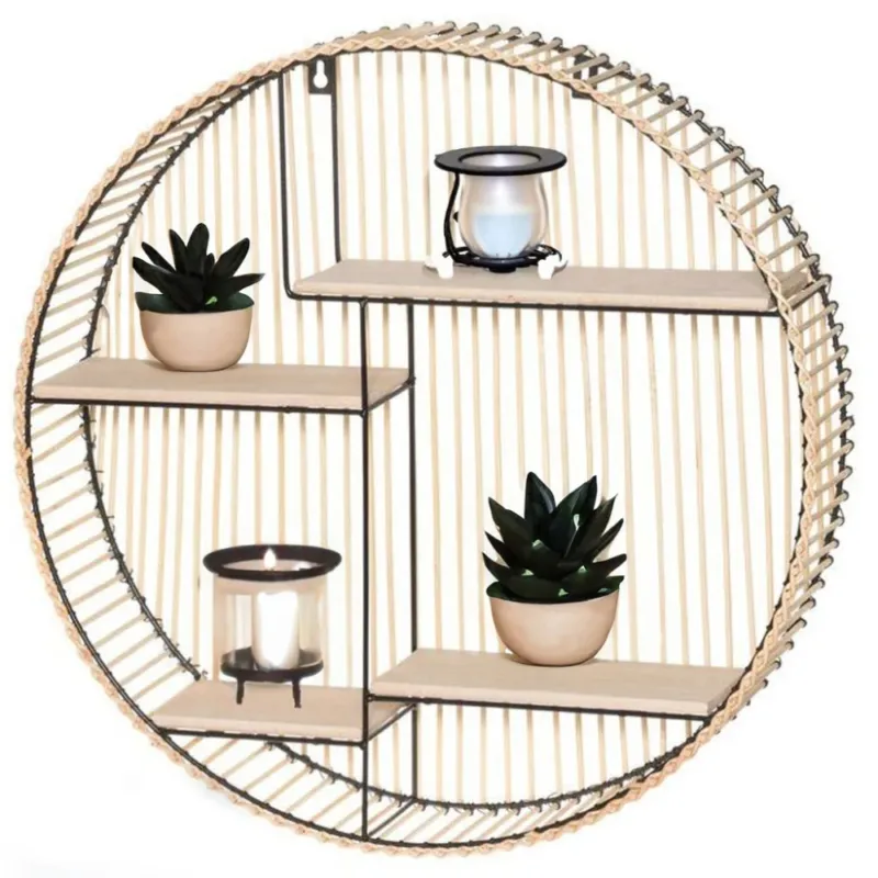 Subito Disponibile Mensola Scaffale Forma Rotonda Decorativa Diametro 50cm Con 4 Ripiani in Bambu
