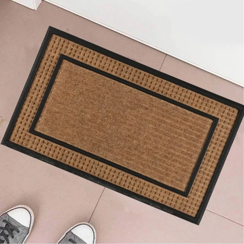 Acquista Ora Tappeto Zerbino Rettangolare In Fibra Di Cocco e Gomma 45 x 75cm Beige e Marrone