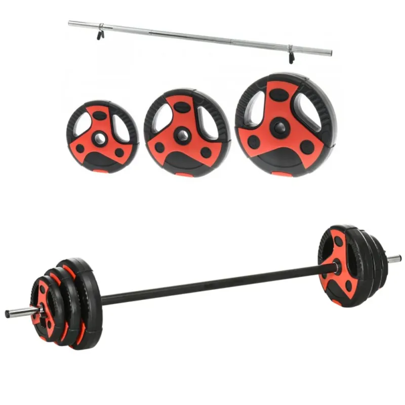 Set Bilanciere e Dischi da 20kg totali con Impugnatura Antiscivolo Ø17x130 cm Subito Disponibile