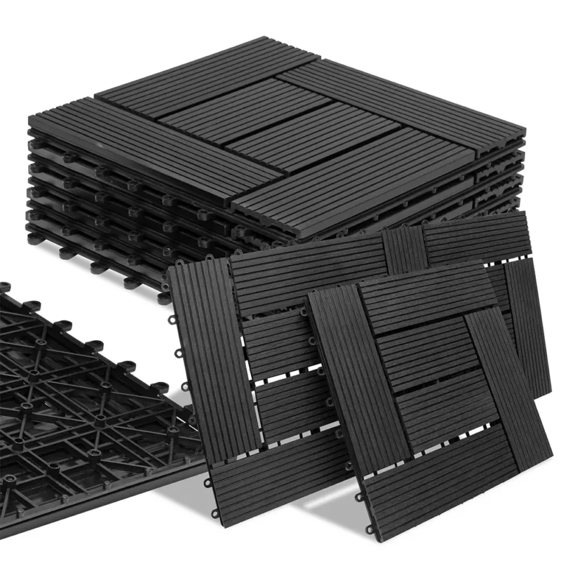 Set 11 Pezzi Piastrelle Pavimento WPC a Incastro da Esterno 30x30 cm Antracite Compra Online