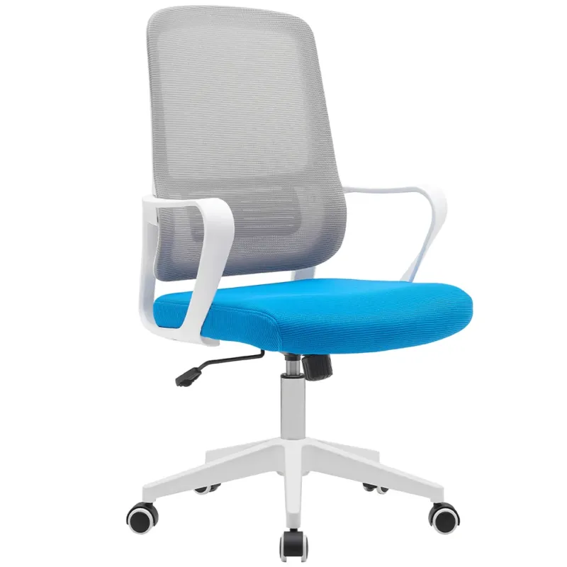 Spedizione Espresso Sedia da Ufficio Blu e Grigio Poltrona da Scrivania Girevole Regolabile 98-108cm