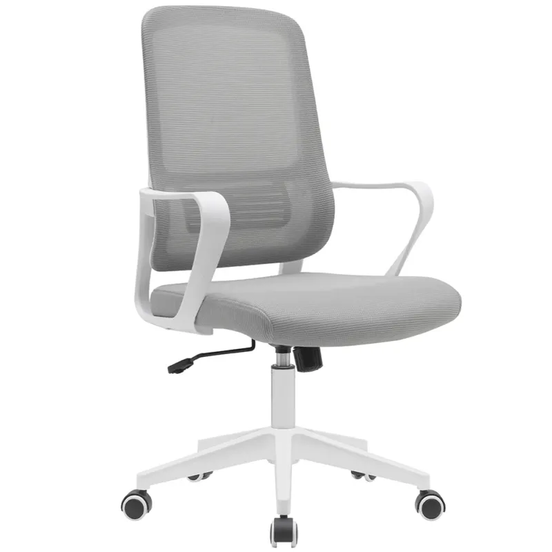 Scelto Dai Clienti Sedia da Ufficio Grigio e Bianco Poltrona Scrivania Girevole Regolabile 98-108cm