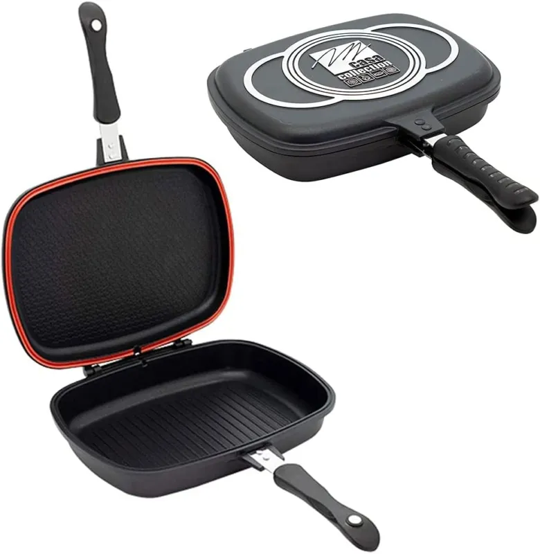 Bistecchiera Doppia Piastra Fornetto Multiuso Antiaderente 44x32 cm in Alluminio Promozione Esclusiva