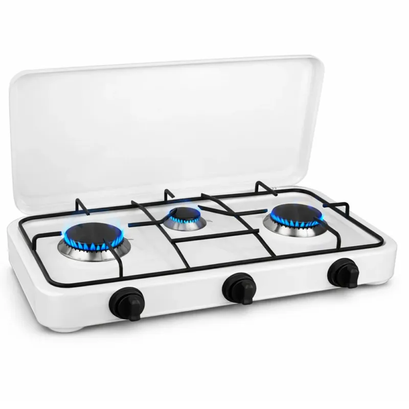 Fornello Cucina Gas con 3 Fuochi Fornelli e Pomelli Regolabili Alimentazione GPL Prezzo Ridotto