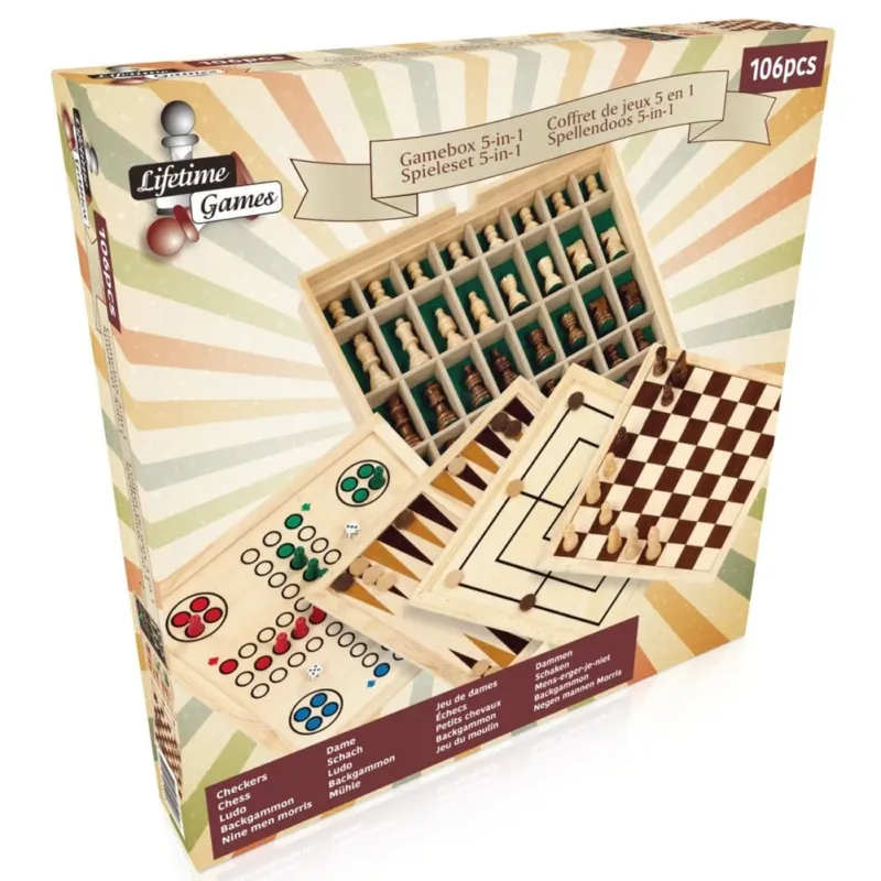 Prezzo Ridotto Tavolo 5in1 con Scacchiera Dama Scacchi Backgamon Legno Giochi di Societa