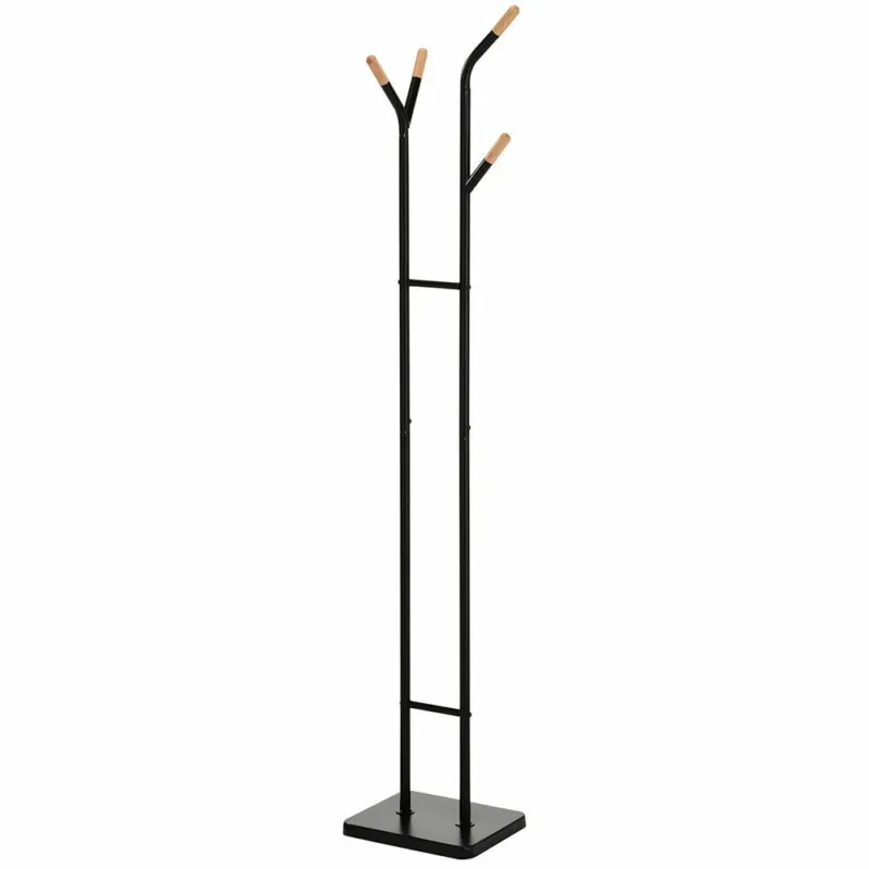 Esclusivo Attaccapanni Appendiabiti Piantana Metallo Legno 4 Ganci Nero Design Moderno