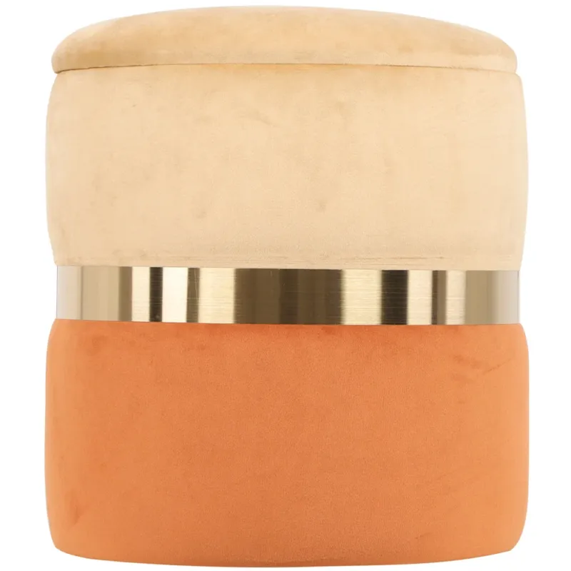 Più Venduto Pouf Contenitore in Velluto 42x37 cm Poggiapiedi Capiente Beige e Terra di Siena