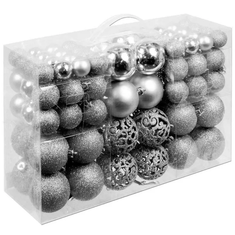 Di Tendenza Confezione 100 x Palline Natale Colore Silver Diametro 3/4/6 cm Addobbi Natalizi