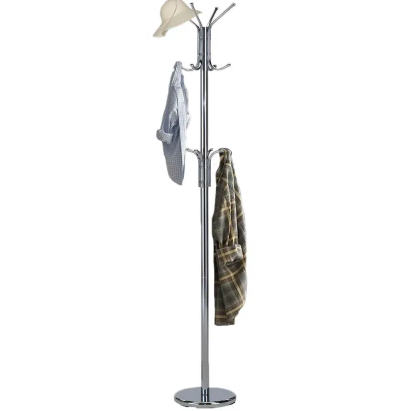 Appendiabiti a Piantana Attaccapanni Metallo Stand da Ingresso Cromato 28x178 cm Nuova Collezione