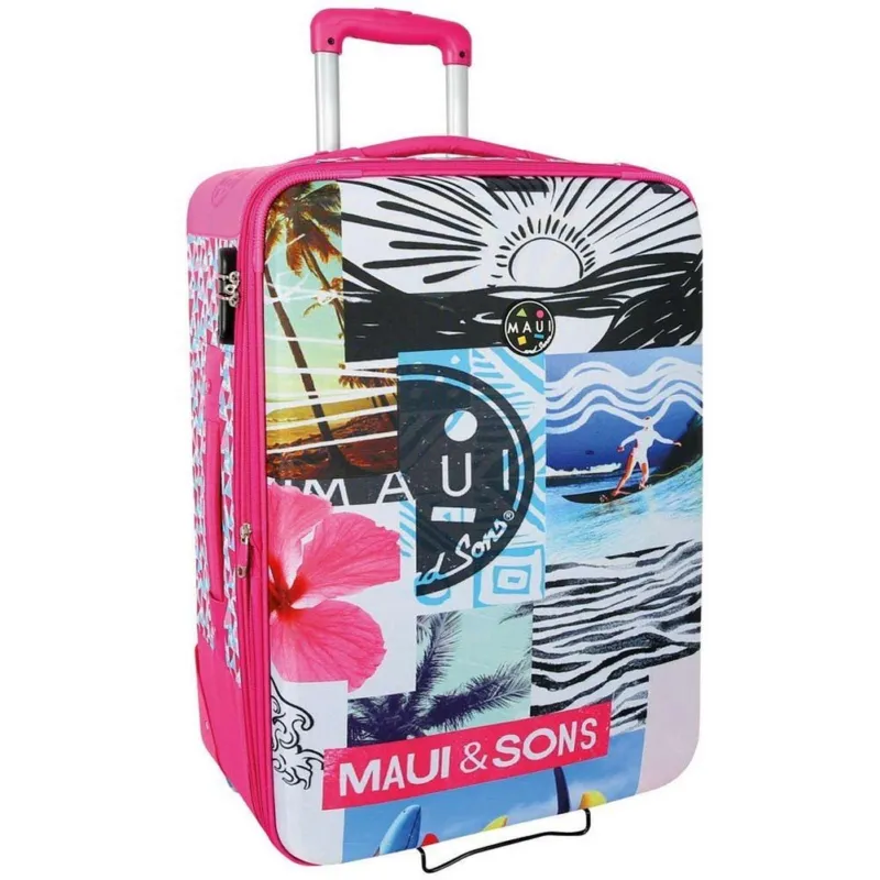 Promozione Esclusiva Trolley Bagaglio a Mano Medio da Viaggio Maui & Sons 2 ruote Rosa 66cm
