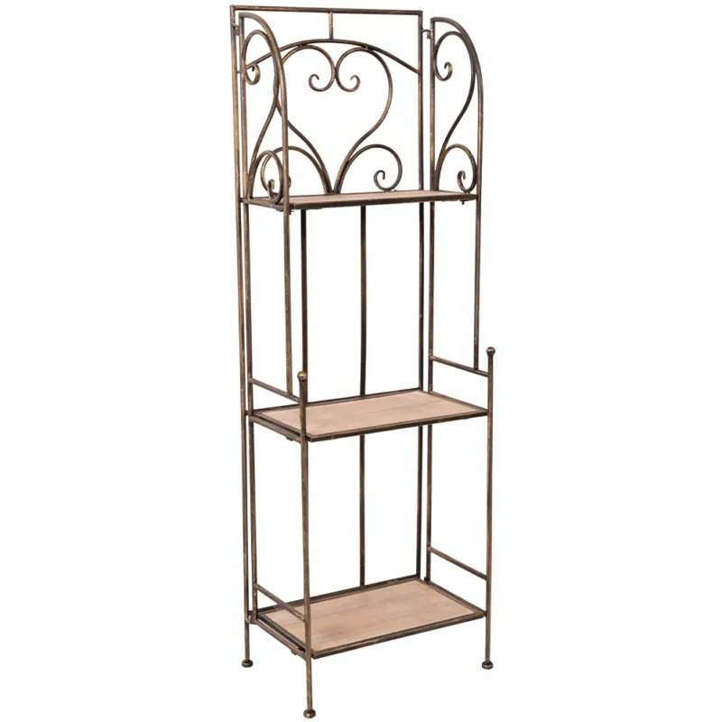 Scaffale 3 Ripiani in Metallo e Legno Mobiletto Portapiante Classico 26x41x122cm Direttamente Dal Produttore