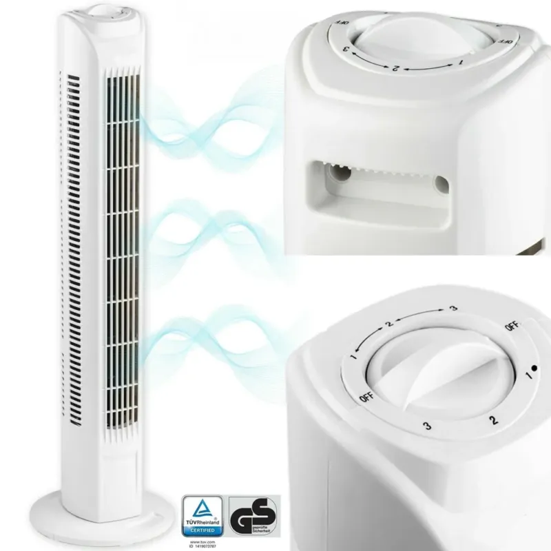 Ventilatore a Torre Colonna Oscillante 45W Alto 78 cm 3 Velocita Torretta Bianco Scelto Dai Clienti