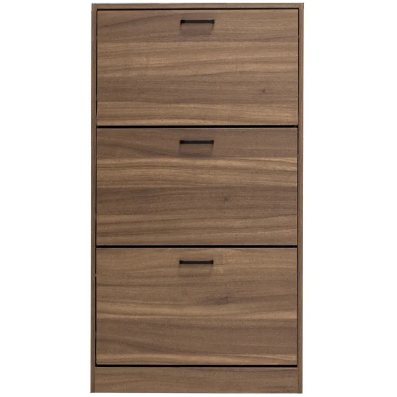 Scarpiera 3 Ante Ripiani Doppia Profondità in Melamina 60x24x120cm Colore Noce Economico