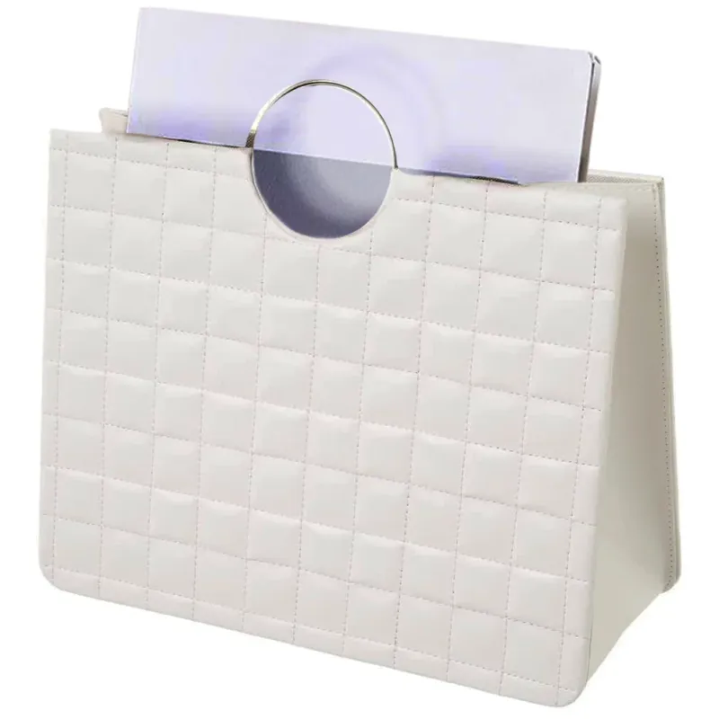 Quantità Limitata Portariviste Borsa in Ecopelle Bianco Manici Metallo Argentato 38 x 35 x 16 cm