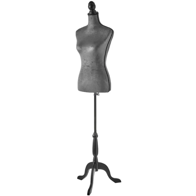 Manichino Sartoriale Busto Donna da Sarto con Treppiede per Cucito Legno Grigio Offerta Speciale