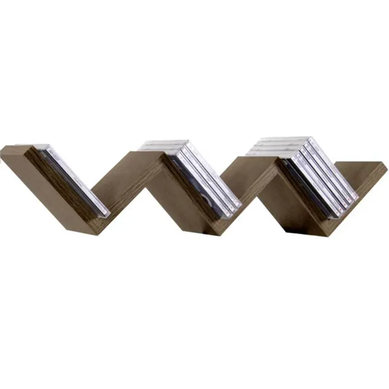 Promozione Esclusiva Mensola Parete Moderna Design Zig Zag Mensole Muro Scaffale 3 Ripiani Noce
