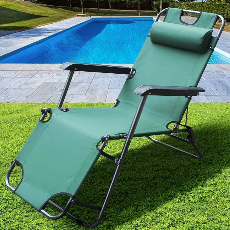 Sedia Poltrona Esterno Giardino Reclinabile a Lettino Prendisole Pieghevole Verd Offerta Speciale