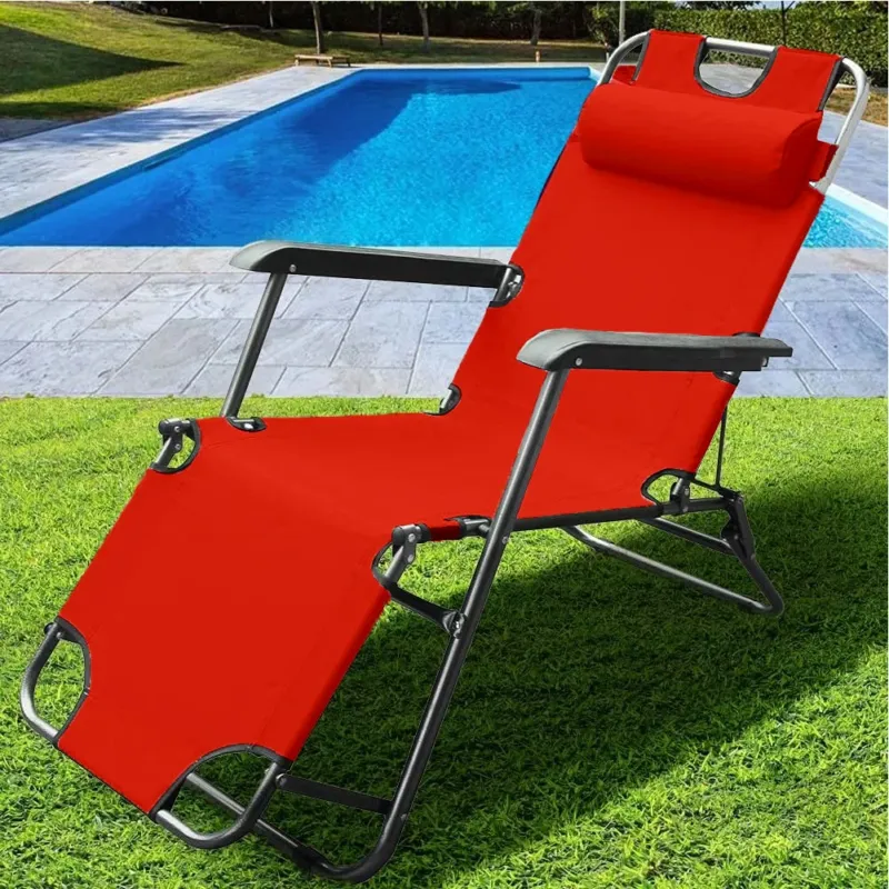 A Buon Prezzo Sedia da Giardino Poltrona Relax Pieghevole Gravita Zero Acciaio Oxford Rosso