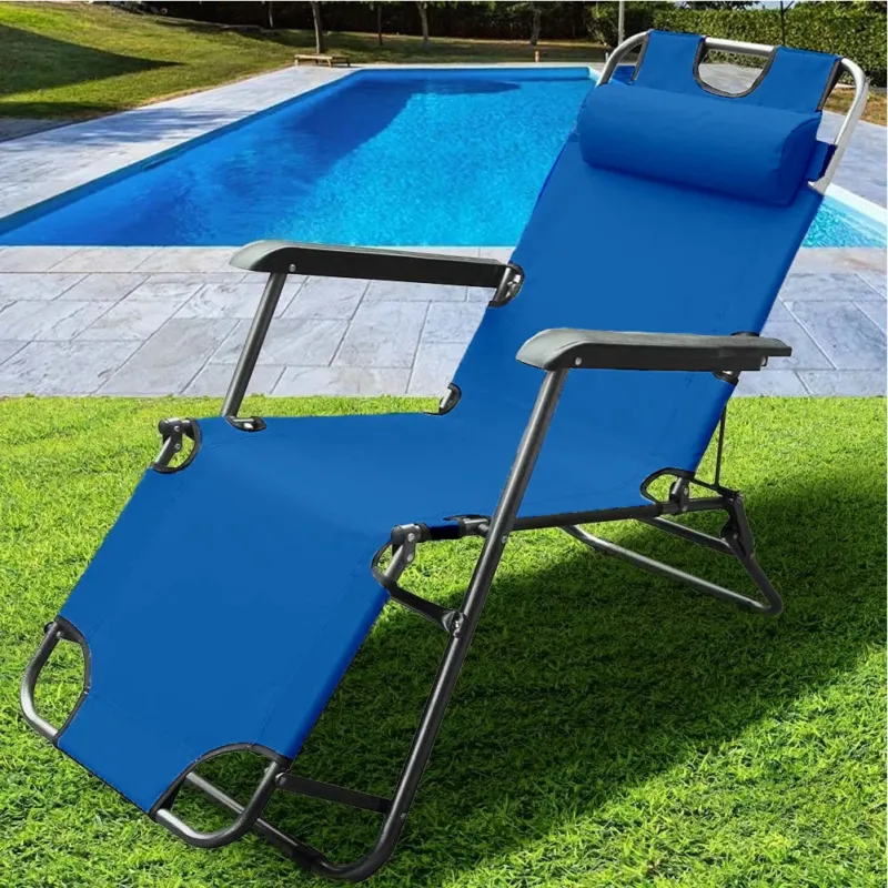 Promozione Sedia da Giardino Poltrona Relax Pieghevole Gravita Zero Acciaio Oxford Blu