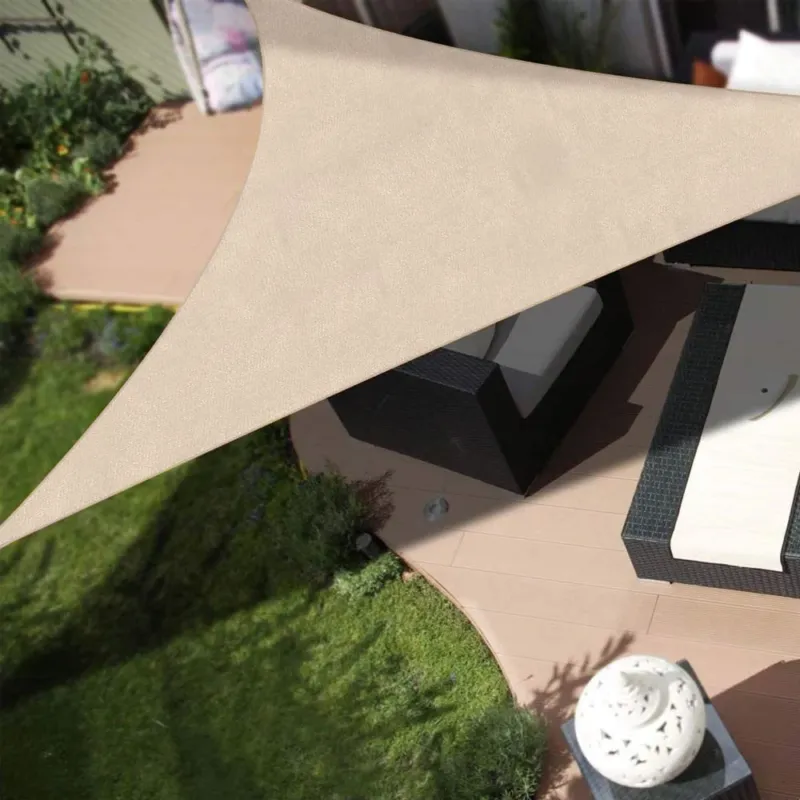 Di Tendenza Vela Telo Parasole 4x4mt Tenda Triangolare Ombreggiante Giardino Tessuto Beige