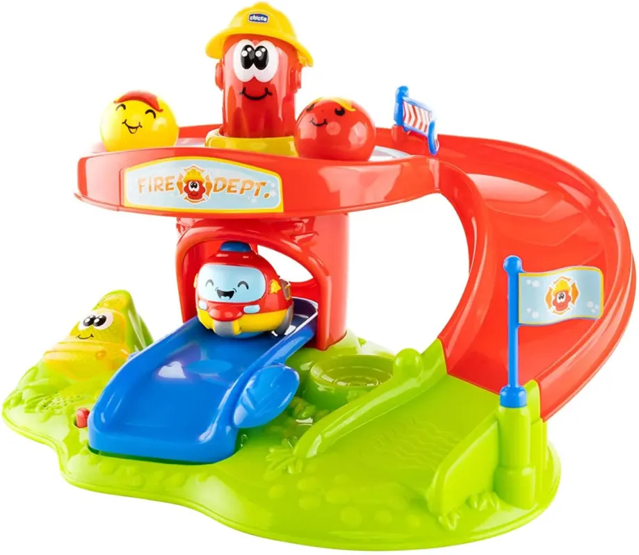 Chicco Rolling Spinner Centro di Attività Elettronico Fire Park con Mini Veicoli Ultime Pezzi