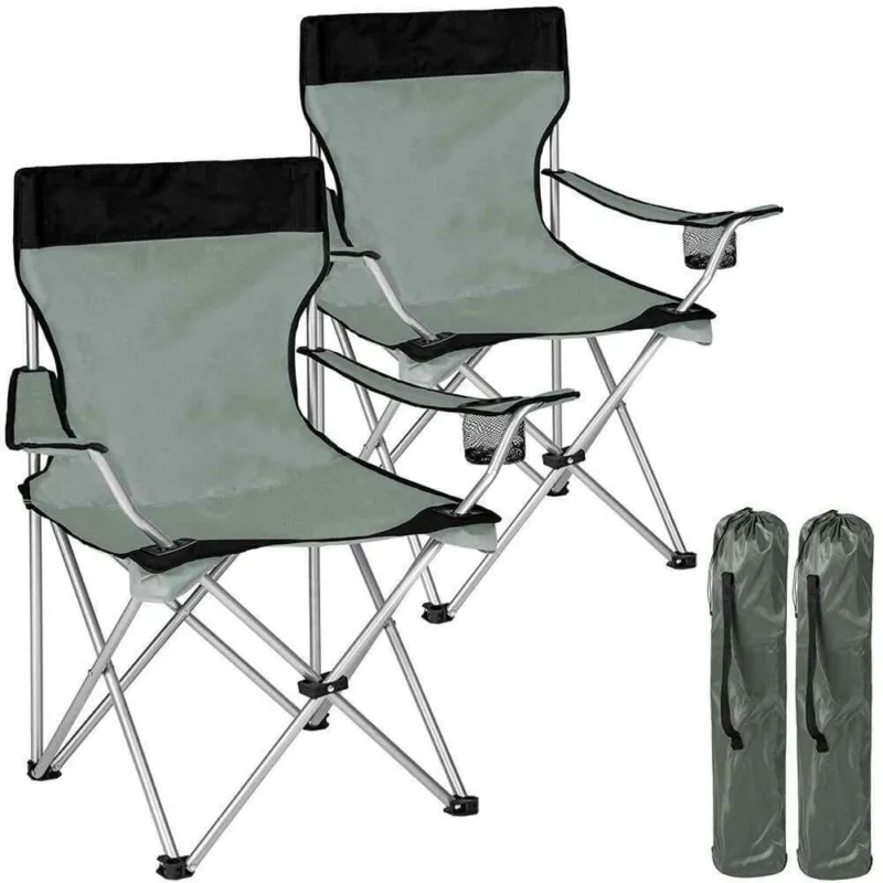 2x Sedie Pieghevoli Da Campeggio Con Borsa Camping Sedia Spiaggia Esterno Grigio Compra Oggi Stesso