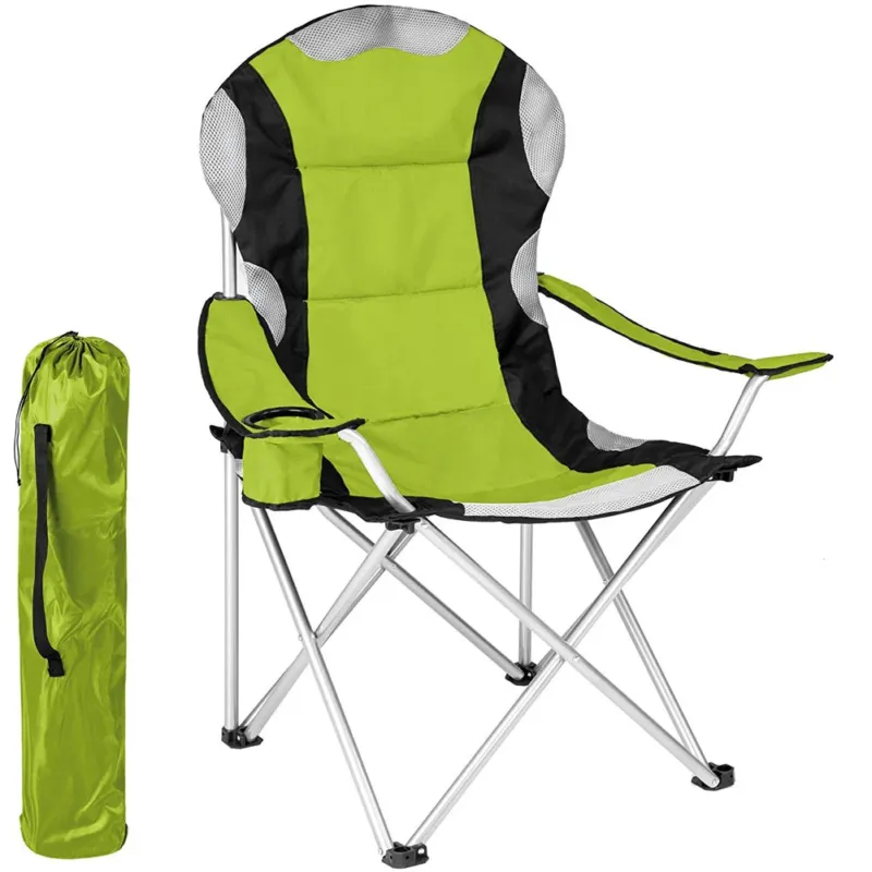 Ultime Pezzi Sedia Pieghevole Campeggio Imbottita Con Borsa Camping Spiaggia Esterno Verde