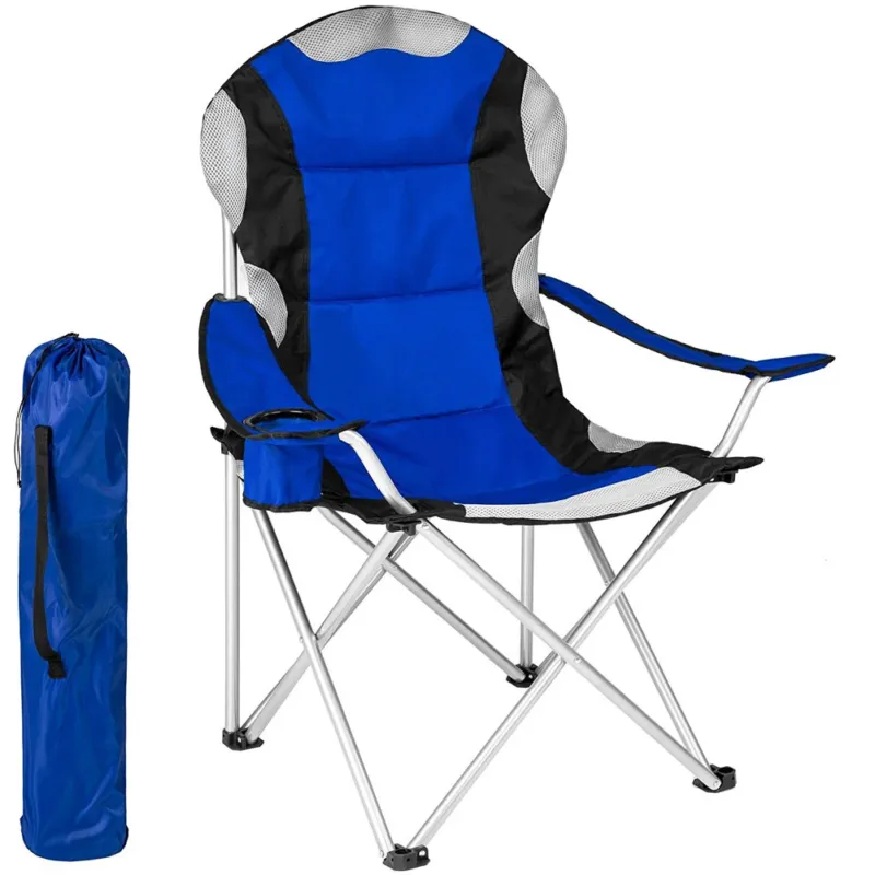 Sedia Pieghevole Campeggio Imbottita Con Borsa Camping Spiaggia Esterno Blu Miglior Prezzo