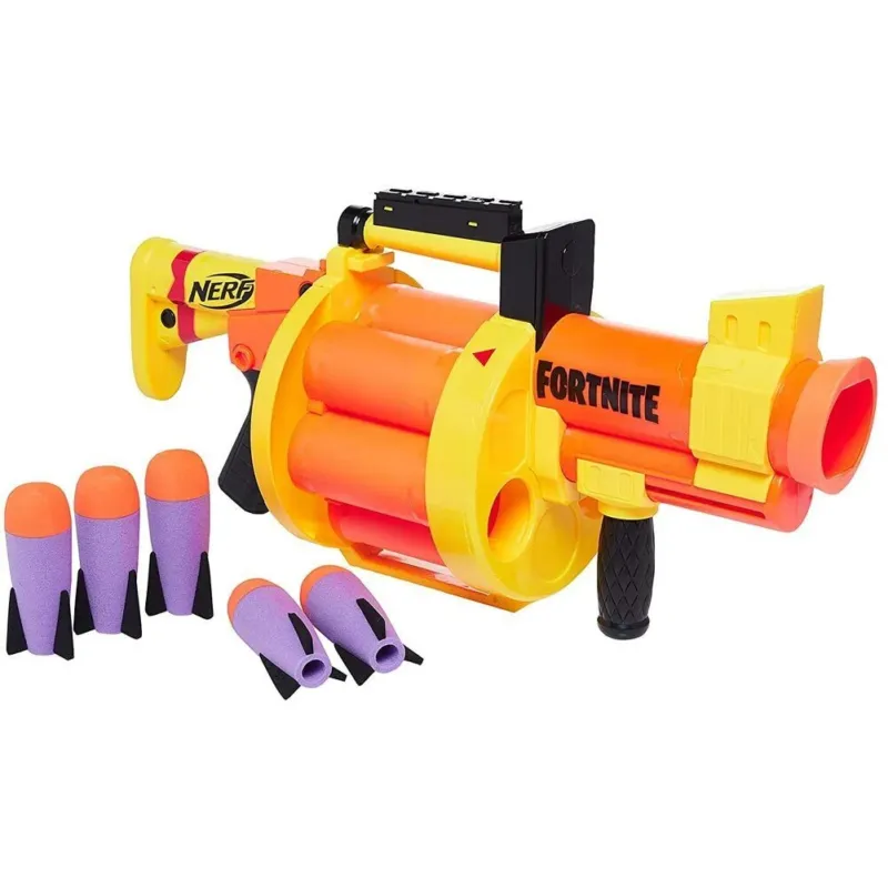 Pagamento Sicuro Nerf Fortnite Fucile Lanciarazzi con Tamburo Gicoattolo Bambini con 6 Razzi