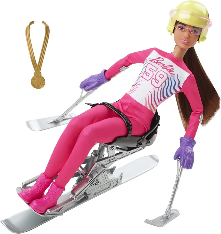 Ultimissimo Modello Barbie Sport Invernali con Slittino Sciatrice Paraolimpica 30.4 cm Idea Regalo