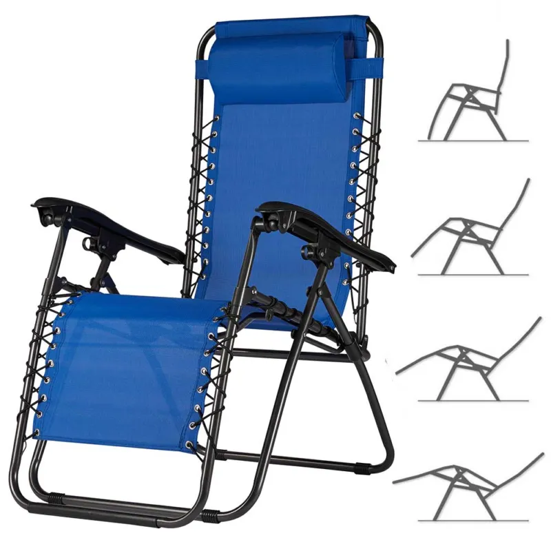 Promozione Sedia da Giardino Poltrona Relax Pieghevole Gravita Zero Acciaio Texilene Blu
