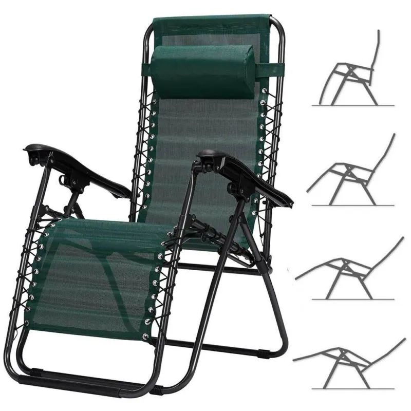 Sedia da Giardino Poltrona Relax Pieghevole Gravita Zero Acciaio Texilene Verde Popolare