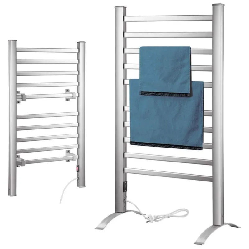 Reso Gratuito Scaldasalviette Termoarredo Elettrico per Bagno 2in1 da Parete e Terra 10 Barre