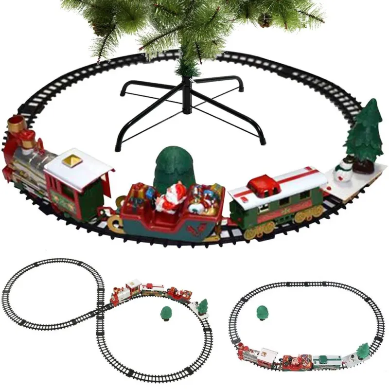 Spedito Oggi Trenino Natalizio Sotto Albero 3in1 Locomotiva Luci Suoni cn Slitta Babbo Natale