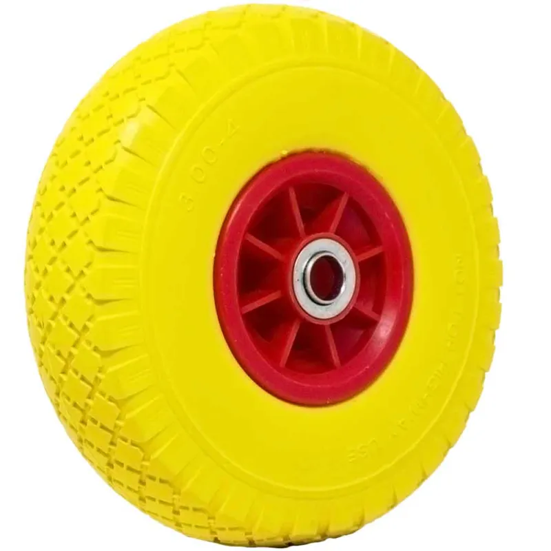 Ruota Piena per Carrello Antiforatura PU Gialla Carriola 25 cm Cerchio in ABS Soddisfatti O Rimborsati