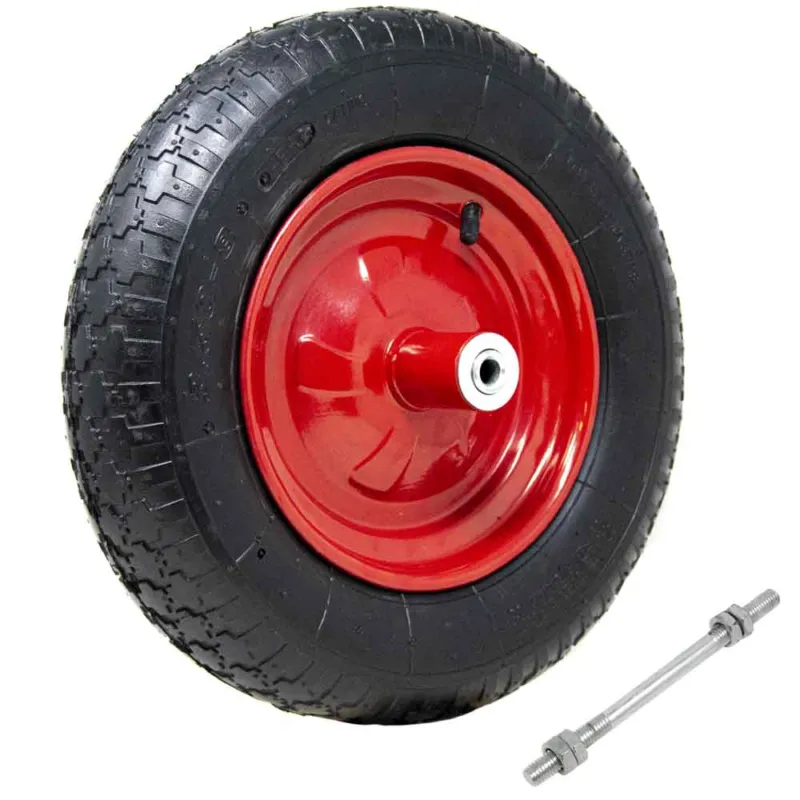 Super Prezzo Ruota Pneumatica per Carriola 35 cm Gomma 3.50-8 + Asse Lungo 210 mm Incluso