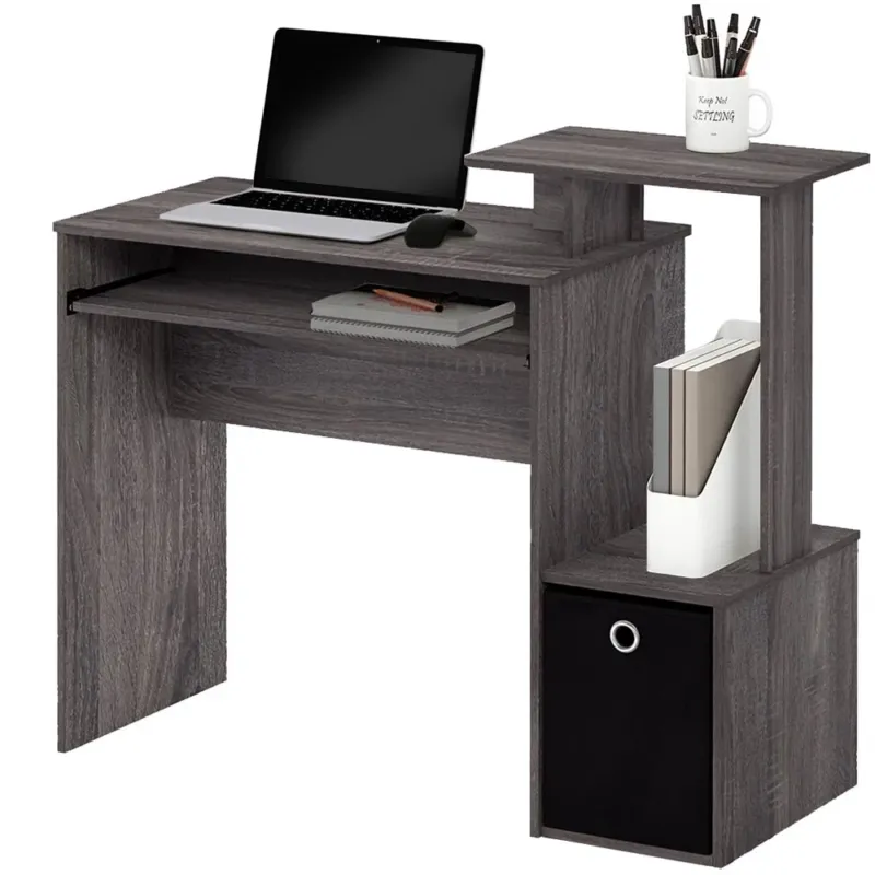 Reso Gratuito Scrivania con Cassetto in Tessuto Tavolo Porta PC Computer con Mensola Grigio