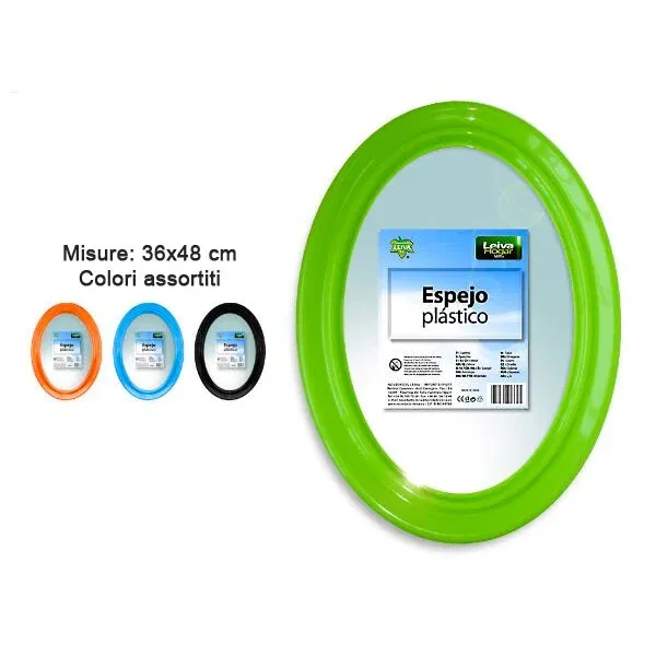 Specchio in plastica ovale colorato per cameretta bagno 36 x 48 centimetri Promo Stagionale