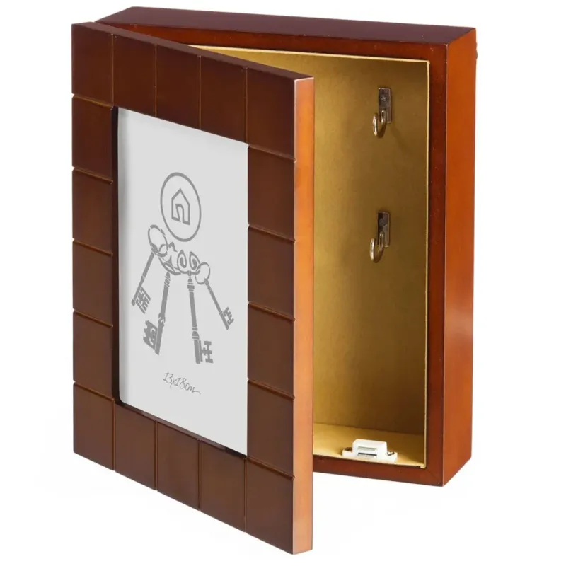 Cassetta Armadietto Portachiavi con Cornice Portafoto 6 Ganci Porta Chiavi Brown Prezzo Di Fabbrica