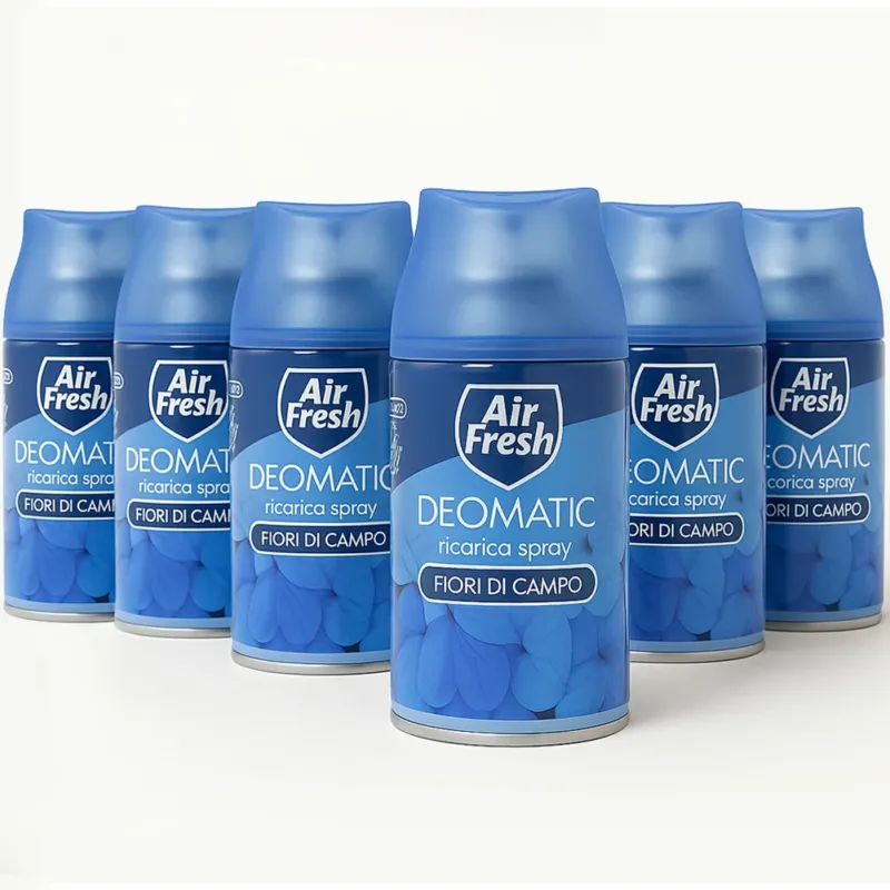 AIR FRESH Deomatic 6 x 250 ml Ricarica Spray Profumatore Ambiente Fiori di Campo Vendita Finale