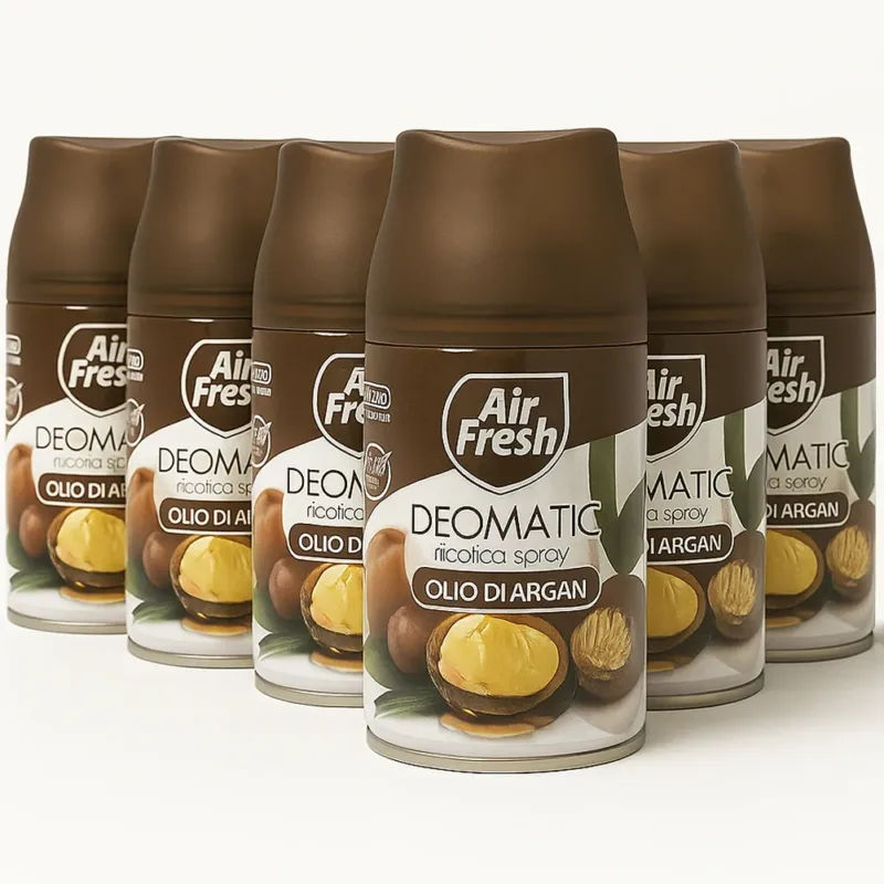 Offerta Del Giorno AIR FRESH Deomatic 6 x 250 ml Ricarica Spray Profumatore Ambiente Olio di Argan
