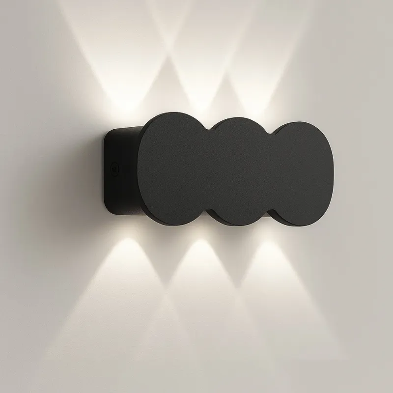 Prezzo Basso Applique da Muro con 6 Led Lampada a Parete Nera con Luce Bianco Freddo 15x8x3cm