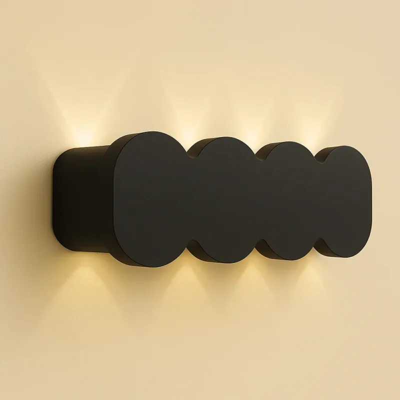 Sconto Applique da Muro con 8 Led Lampada a Parete Nero con Luce Bianco Caldo 21x8x3cm