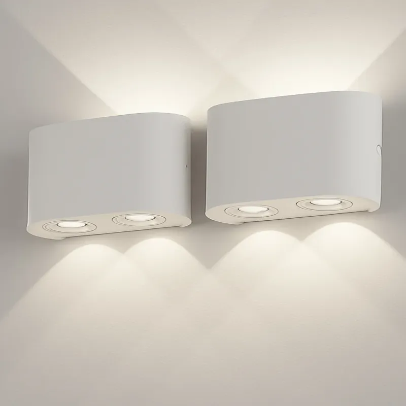 Nuovo Arrivo Set 2 Applique da Muro 4 Led Lampada a Parete Bianco Luce Bianco Freddo 12x8x3cm