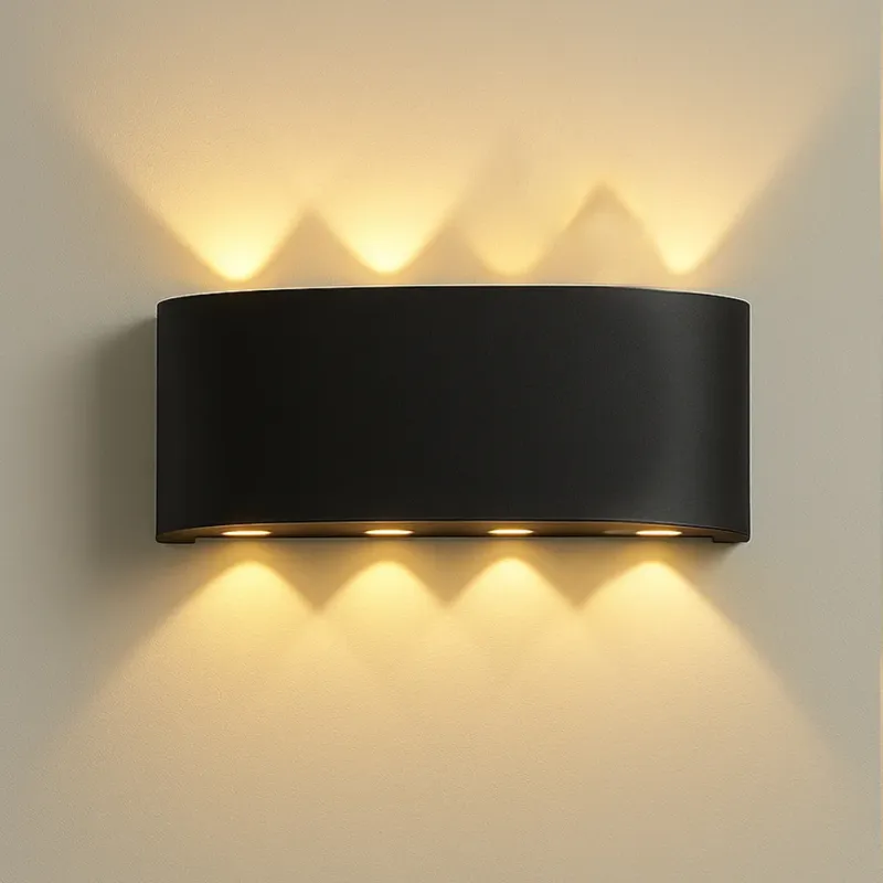 Applique da Muro 8 Led Lampada a Parete Nero con Luce Bianco Caldo 22x8x4cm Compra Adesso