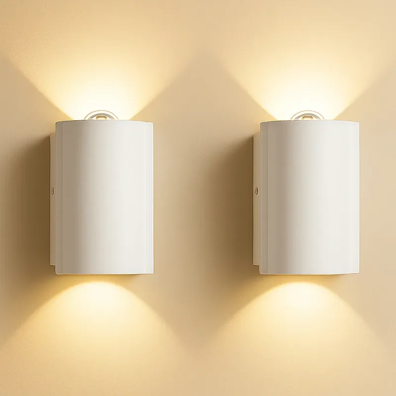 Prezzo Conveniente Set 2 Applique da Muro 2 Led Lampada a Parete Bianca Luce Bianco Caldo 4x6.5x4cm